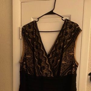 Knee length black dress with lace